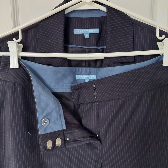 Smart Set Black With Blue/White Stripes Pants Suits Set, Size 7/9 - Picture 6 of 14